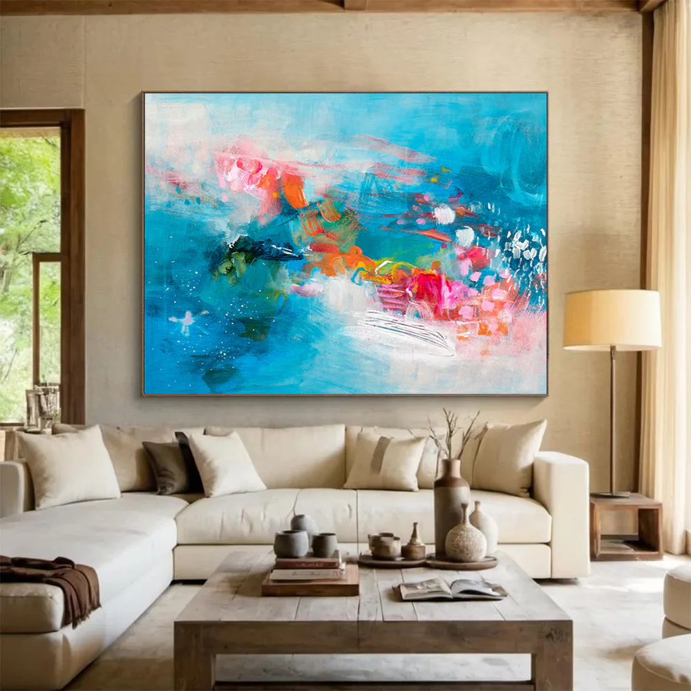 Blue - Hued Abstract Art for Modern Bedroom & Relaxation Nook tIX824 - Image 3