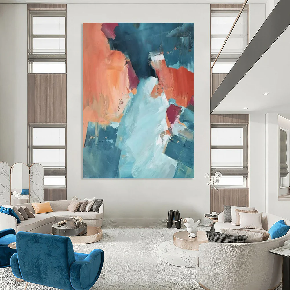 Bold Color - Block Abstract Art, Warm & Cool Tones for Coastal Living Room & Modern Dining Area EBAhOCeD7233 - Image 3