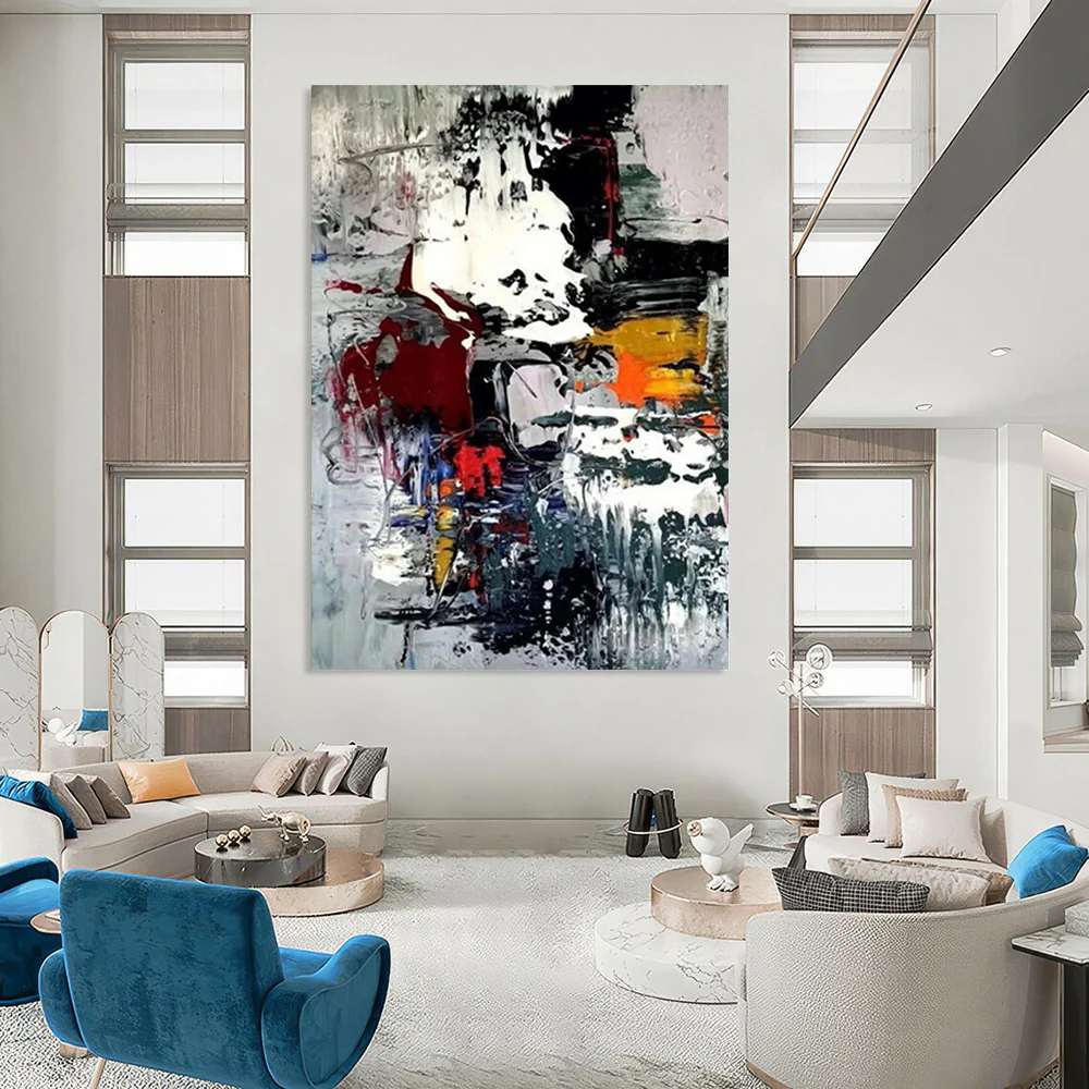 “Colorful Chaos Fusion” – Vibrant mix of red, yellow, blue, gray, dynamic splashes NfH009 - Image 3