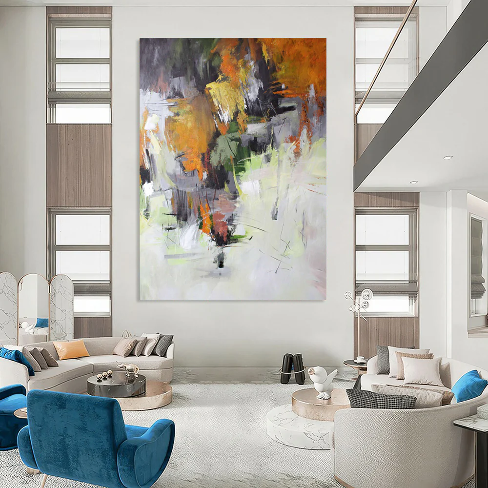 “Autumn - Toned Abstract Landscape” Abstract Painting on Canvas, Nature - Inspired Dining Decor pit5482 - Image 3