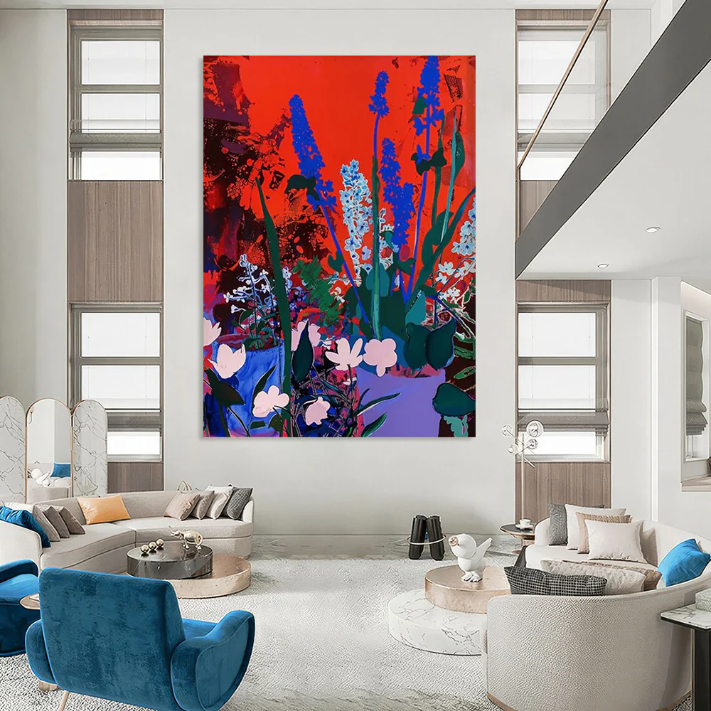 “Bold Color - Contrast Flower Garden” – Vibrant Floral Painting with Striking Color Choices mWf933 - Image 3