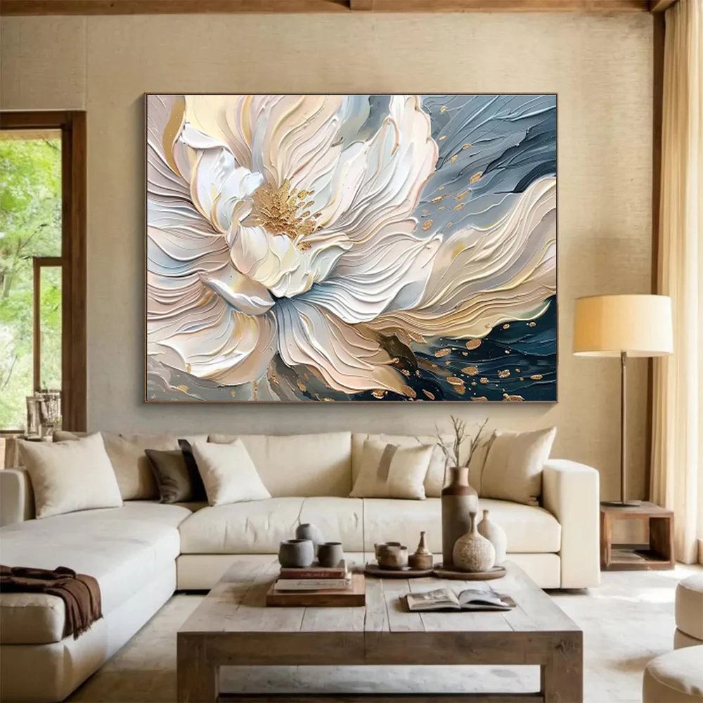 3D Textured Floral Abstract Painting on Canvas - “Elegant Bloom” Jun271 - Image 3