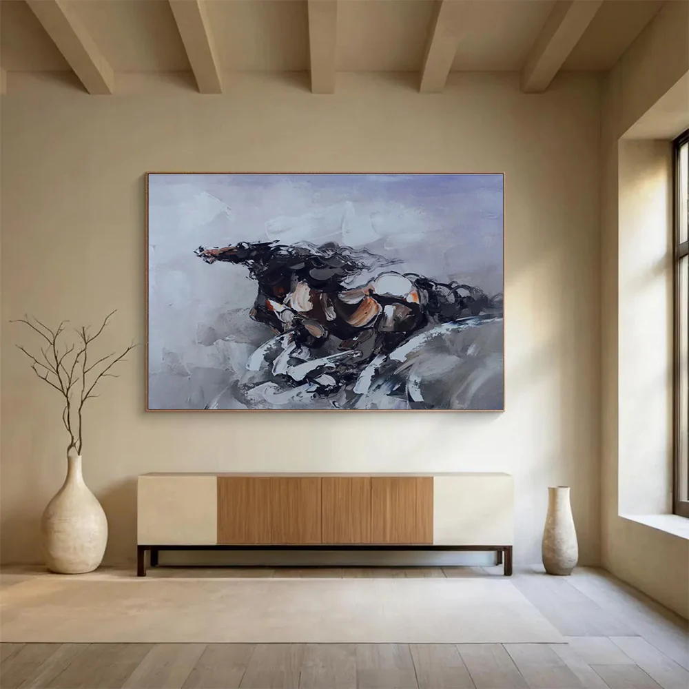 Abstract Horse Painting for Equestrian - Themed Study & Rustic Living Room zDU313 - Image 4