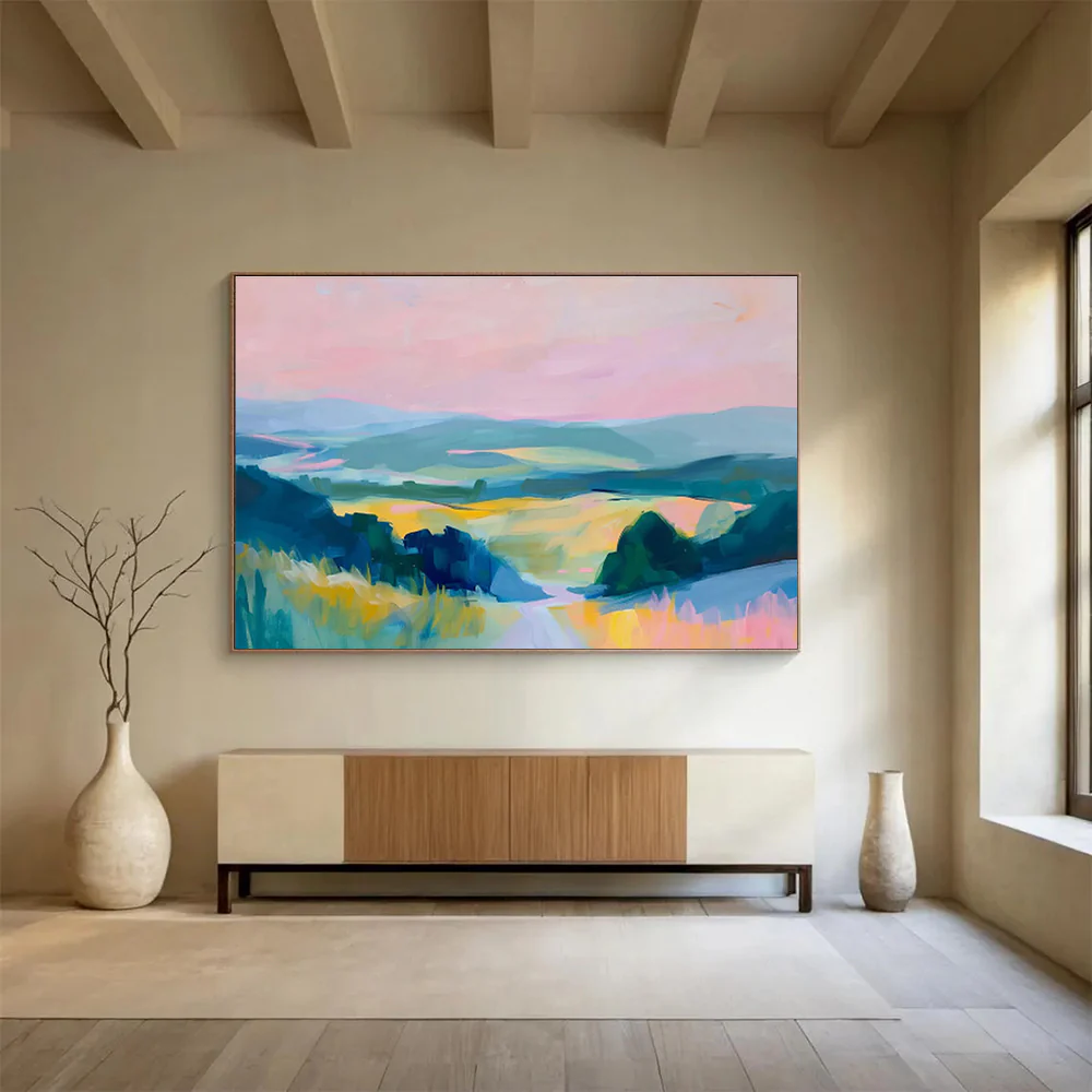 Color - Drenched Landscape Abstract Painting for Lakeside Villa & Artistic Retreat hjv183 - Image 4