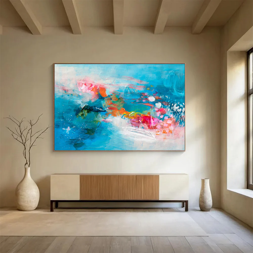 Blue - Hued Abstract Art for Modern Bedroom & Relaxation Nook tIX824 - Image 4