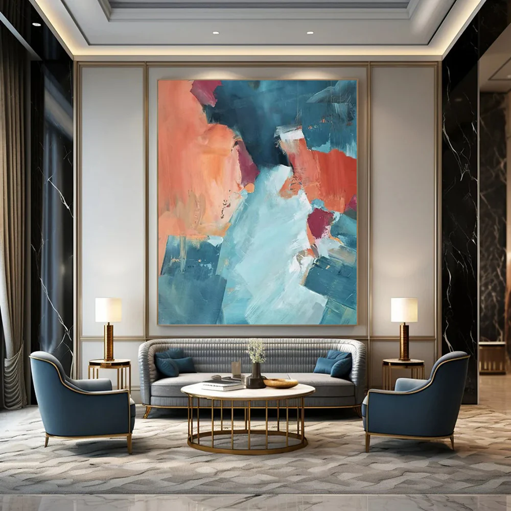 Bold Color - Block Abstract Art, Warm & Cool Tones for Coastal Living Room & Modern Dining Area EBAhOCeD7233 - Image 4
