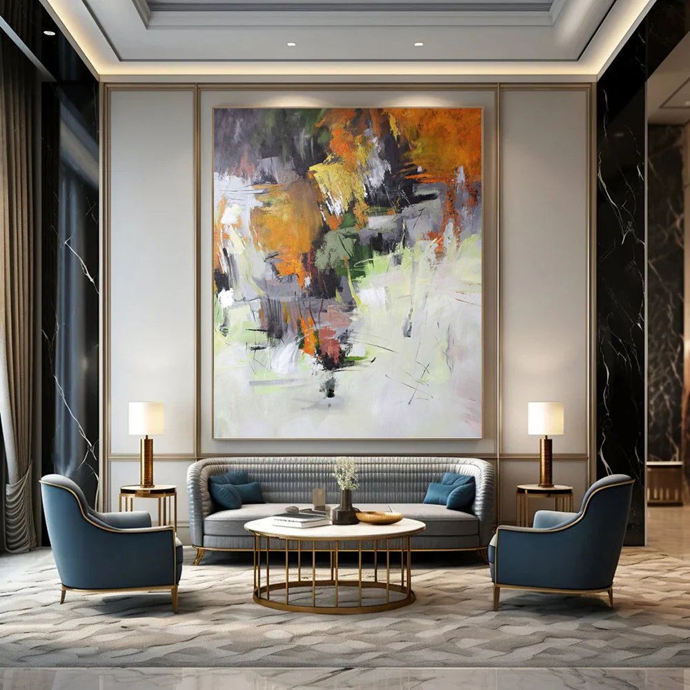 “Autumn - Toned Abstract Landscape” Abstract Painting on Canvas, Nature - Inspired Dining Decor pit5482 - Image 4