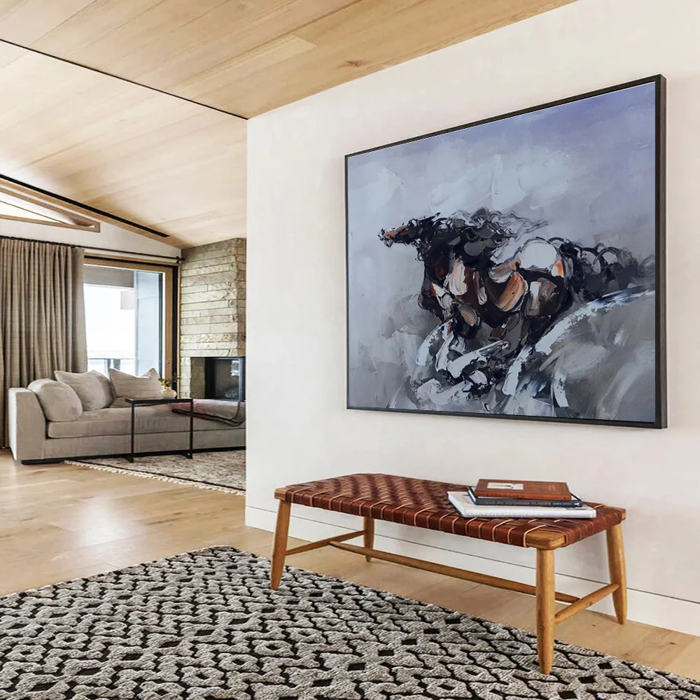 Abstract Horse Painting for Equestrian - Themed Study & Rustic Living Room zDU313 - Image 5