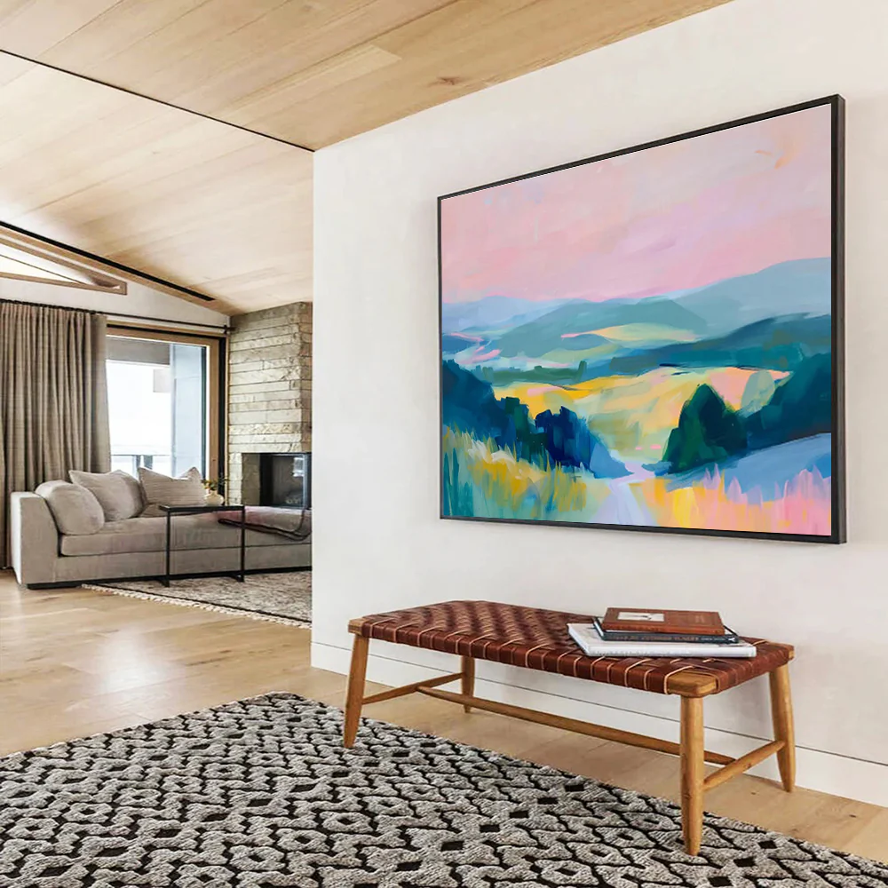 Color - Drenched Landscape Abstract Painting for Lakeside Villa & Artistic Retreat hjv183 - Image 5