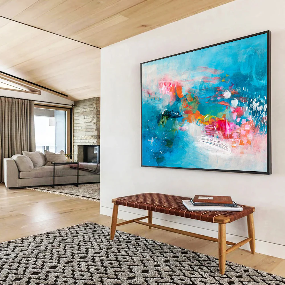 Blue - Hued Abstract Art for Modern Bedroom & Relaxation Nook tIX824 - Image 5