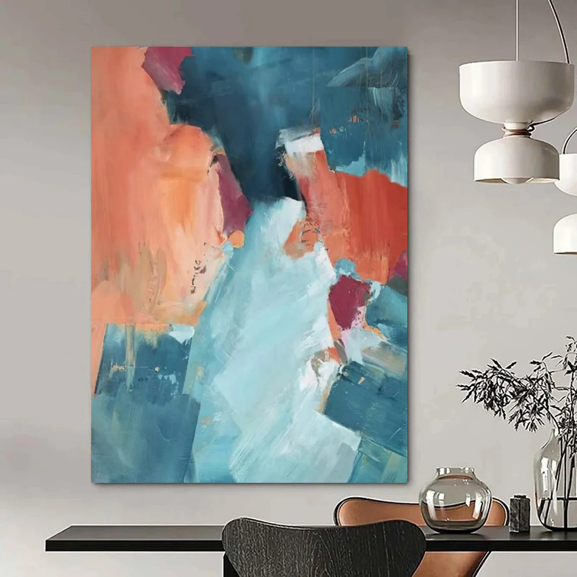 Bold Color - Block Abstract Art, Warm & Cool Tones for Coastal Living Room & Modern Dining Area EBAhOCeD7233 - Image 5