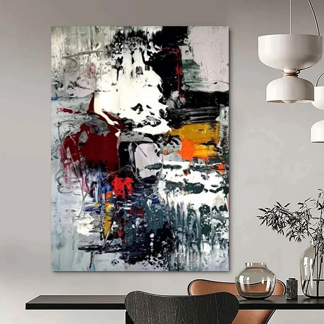 “Colorful Chaos Fusion” – Vibrant mix of red, yellow, blue, gray, dynamic splashes NfH009 - Image 5