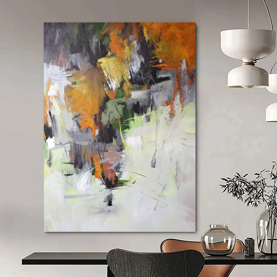 “Autumn - Toned Abstract Landscape” Abstract Painting on Canvas, Nature - Inspired Dining Decor pit5482 - Image 5