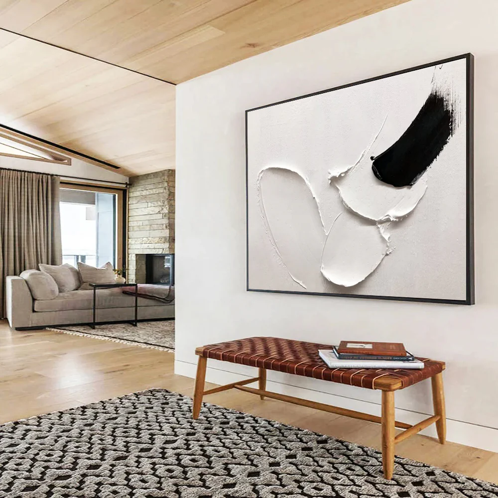 Black - White Abstract “Bold Strokes” Painting on Canvas, Dramatic Modern Art rRx872 - Image 5