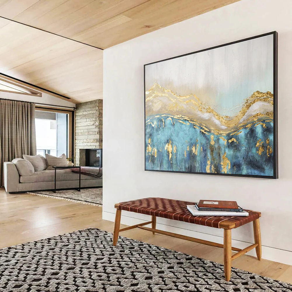 Abstract Landscape Painting on Canvas - “Golden Peaks” KiO087 - Image 5