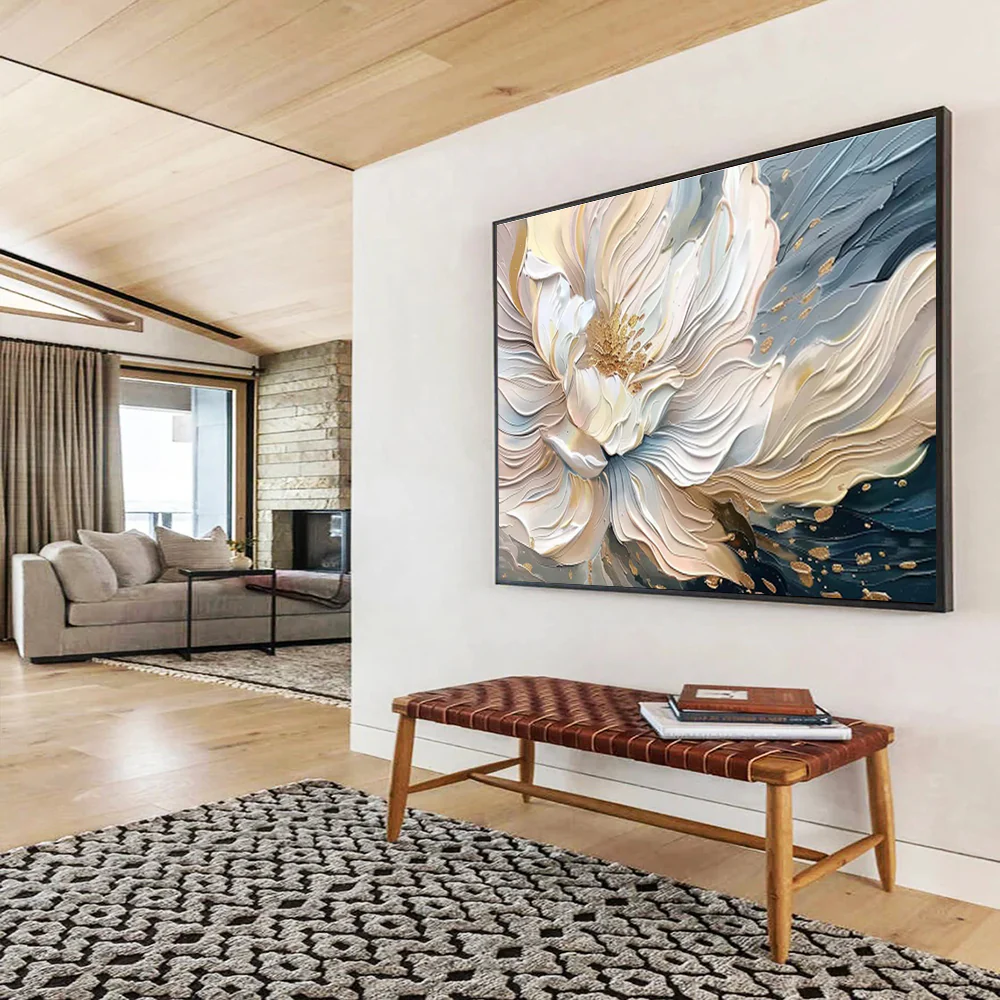 3D Textured Floral Abstract Painting on Canvas - “Elegant Bloom” Jun271 - Image 5