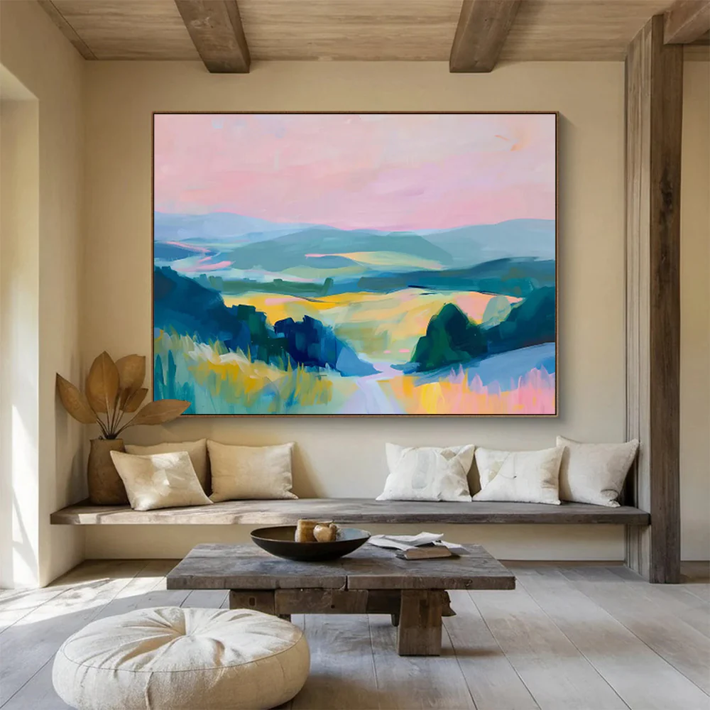 Color - Drenched Landscape Abstract Painting for Lakeside Villa & Artistic Retreat hjv183 - Image 6