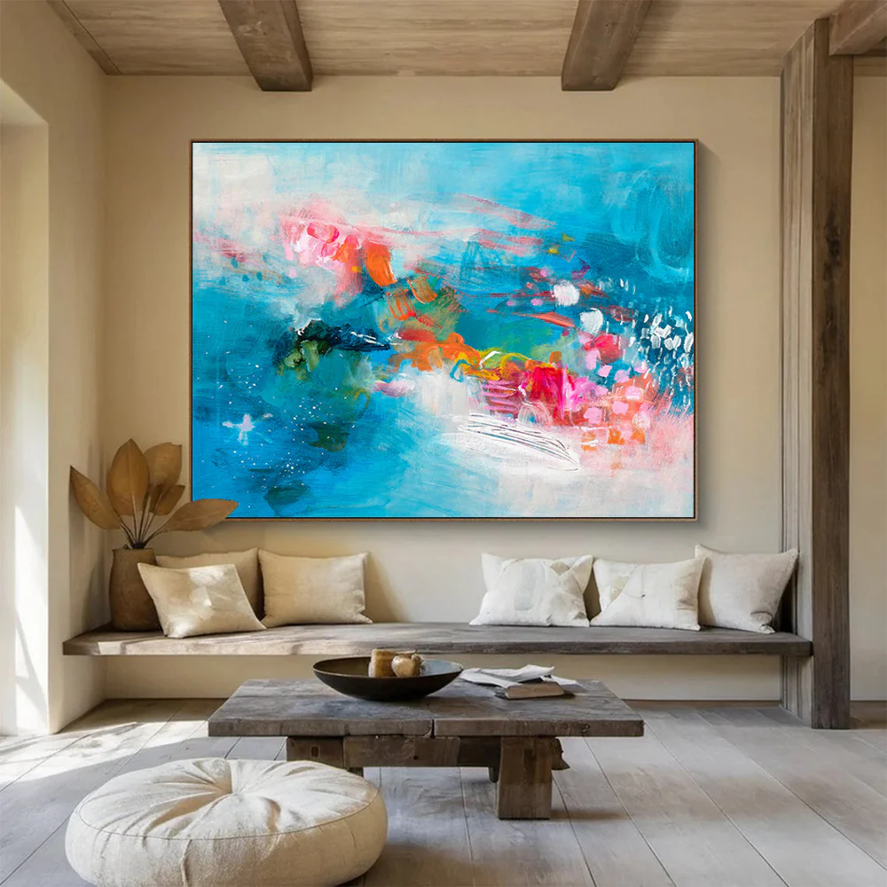 Blue - Hued Abstract Art for Modern Bedroom & Relaxation Nook tIX824 - Image 6
