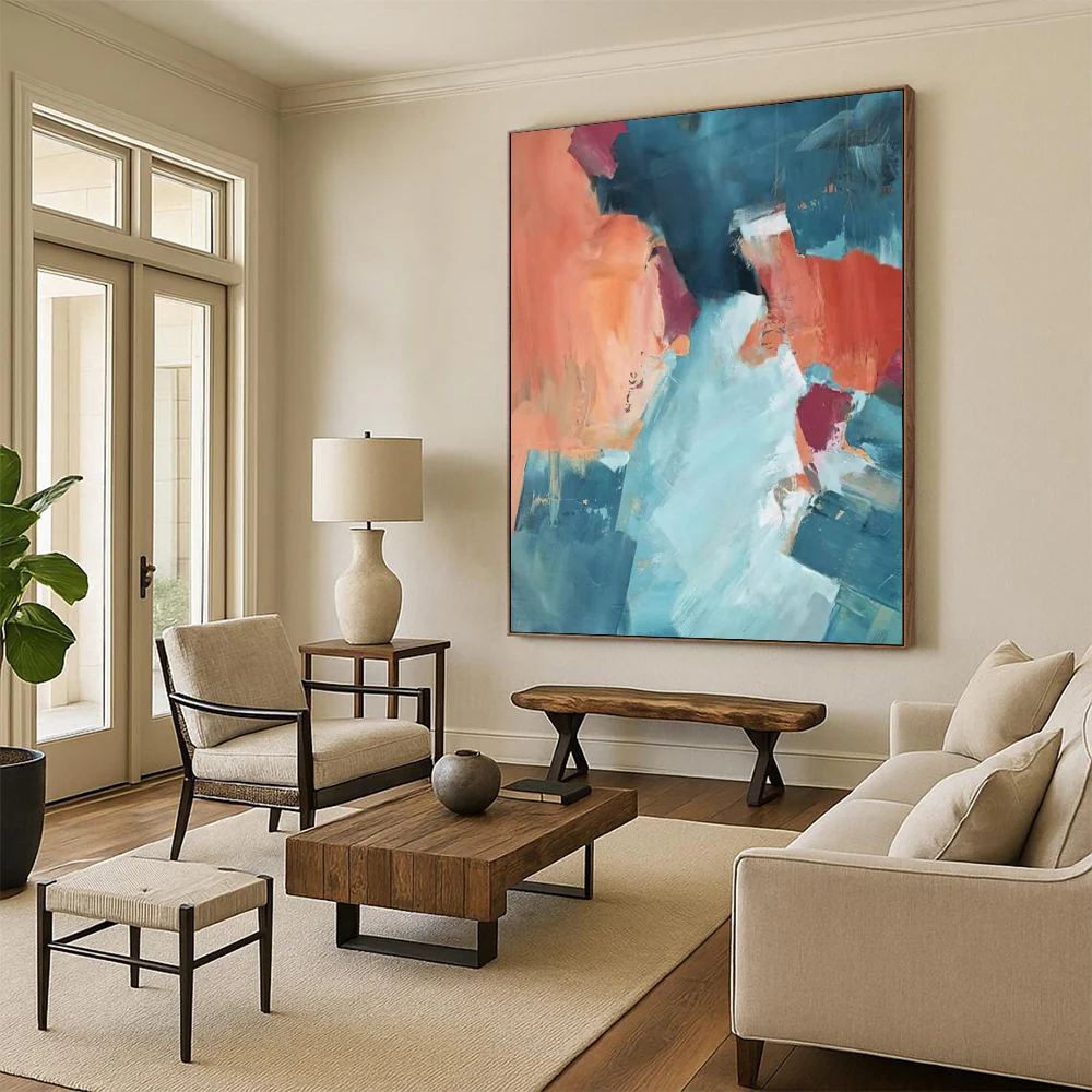 Bold Color - Block Abstract Art, Warm & Cool Tones for Coastal Living Room & Modern Dining Area EBAhOCeD7233 - Image 6