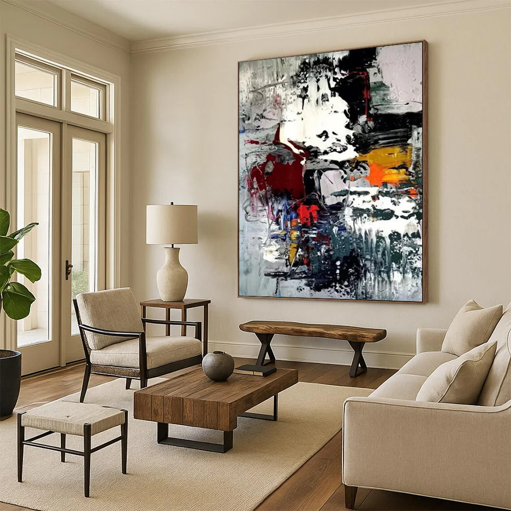 “Colorful Chaos Fusion” – Vibrant mix of red, yellow, blue, gray, dynamic splashes NfH009 - Image 6