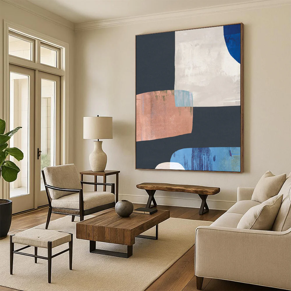 Geometric Color Harmony – Black, White, Blue, and Copper Abstract Shapes ehj710 - Image 6