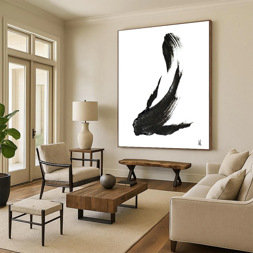 Ink Fish Silhouette – Black Ink Wash Fish Form gyB525 - Image 6