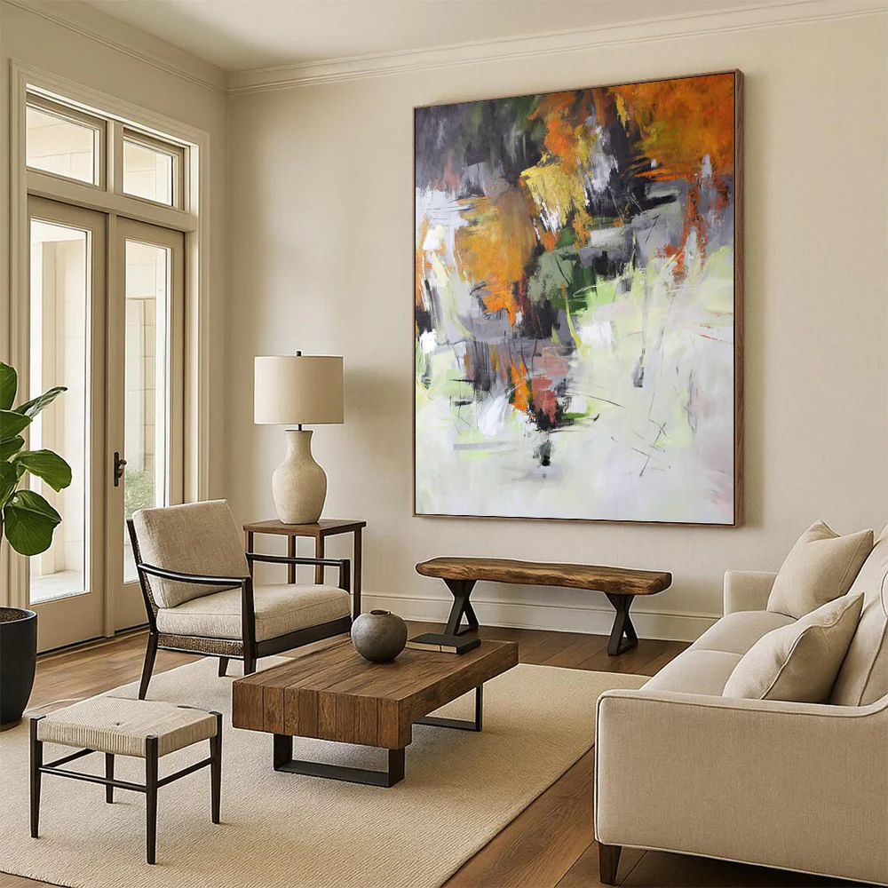 “Autumn - Toned Abstract Landscape” Abstract Painting on Canvas, Nature - Inspired Dining Decor pit5482 - Image 6