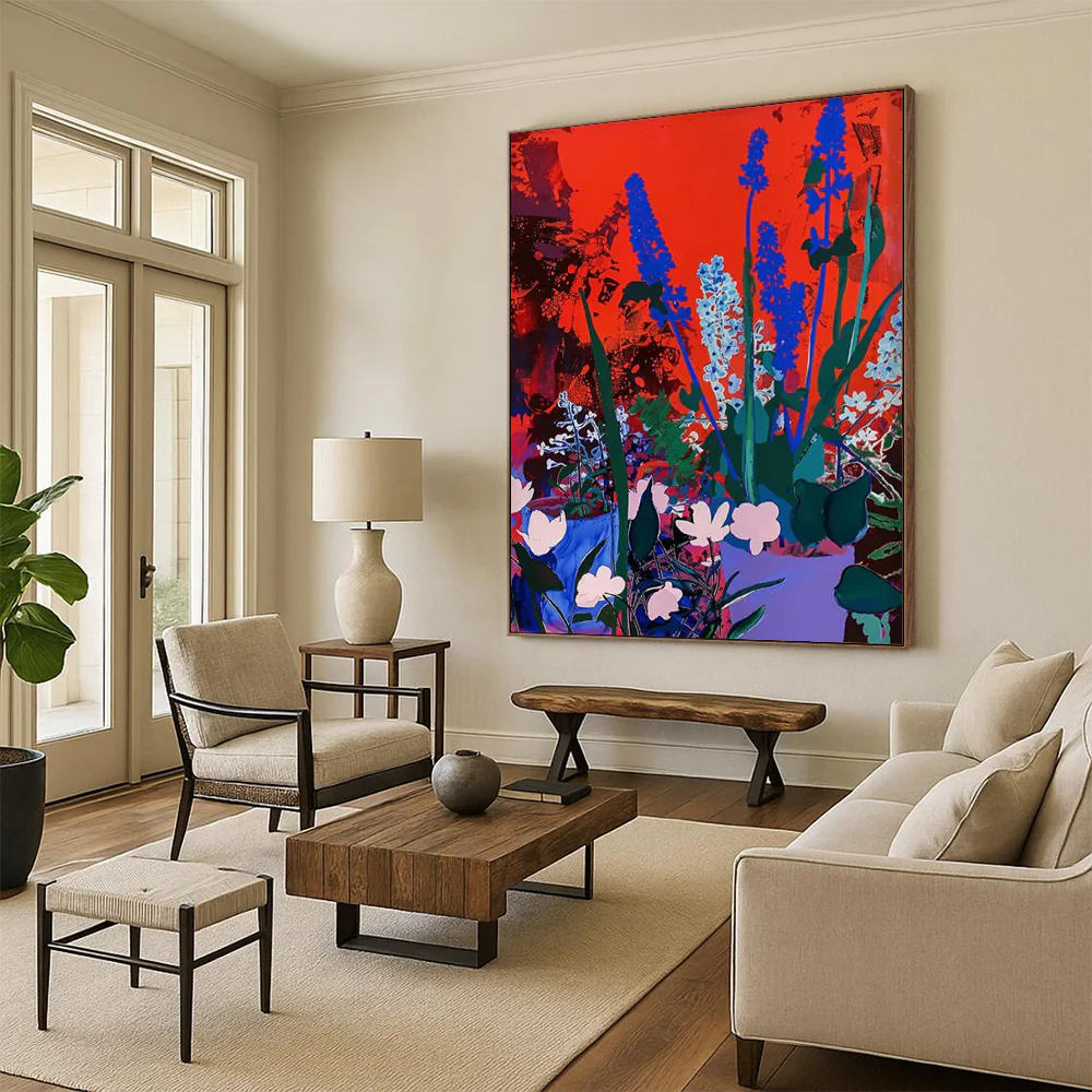 “Bold Color - Contrast Flower Garden” – Vibrant Floral Painting with Striking Color Choices mWf933 - Image 6