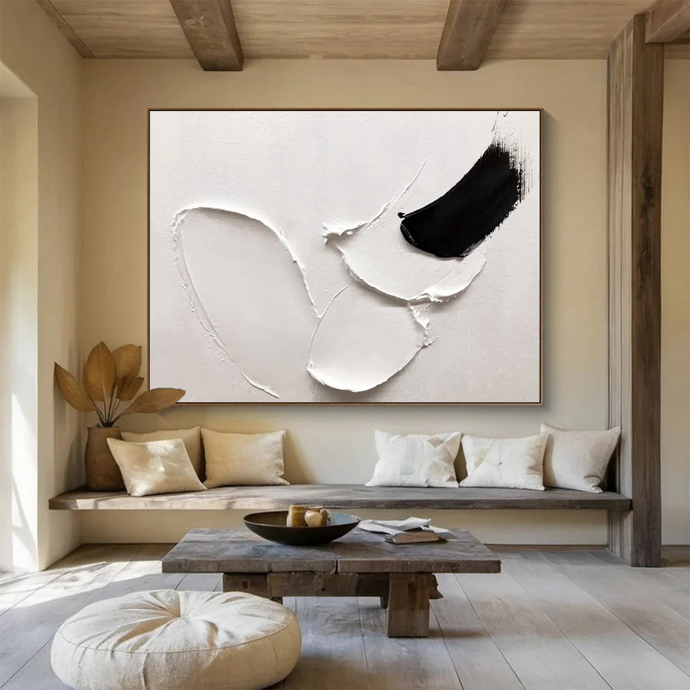 Black - White Abstract “Bold Strokes” Painting on Canvas, Dramatic Modern Art rRx872 - Image 6