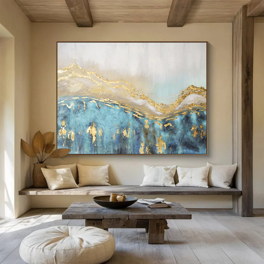 Abstract Landscape Painting on Canvas - “Golden Peaks” KiO087 - Image 6