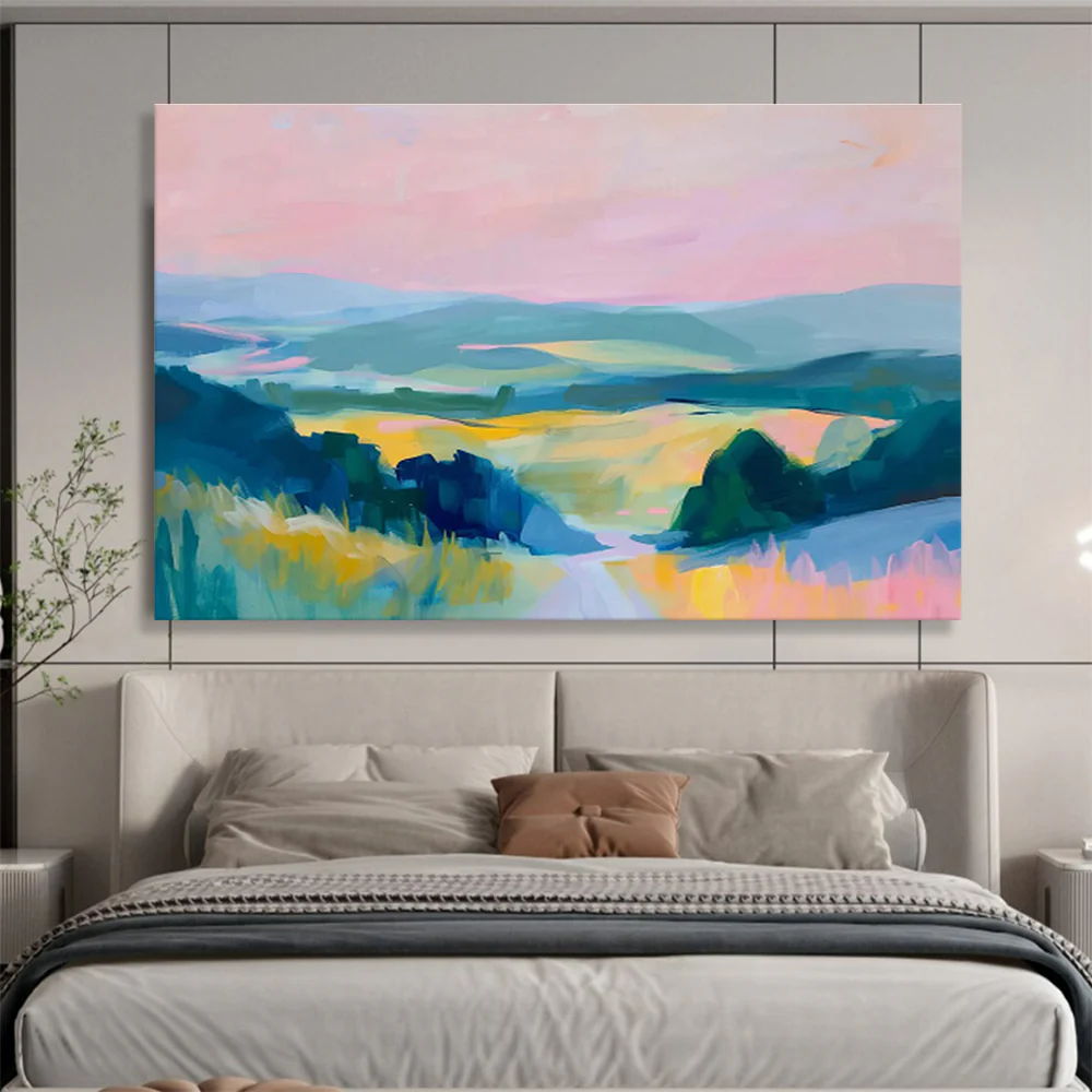 Color - Drenched Landscape Abstract Painting for Lakeside Villa & Artistic Retreat hjv183 - Image 7