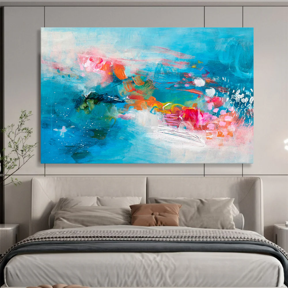 Blue - Hued Abstract Art for Modern Bedroom & Relaxation Nook tIX824 - Image 7