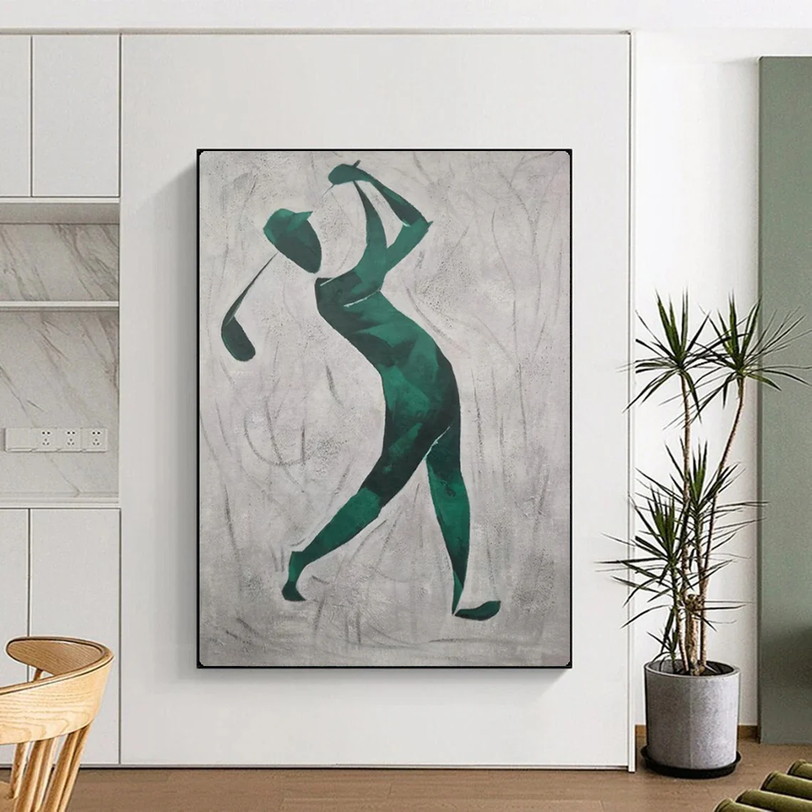 Abstract Painting Green Golfer Silhouette Art for Game Room & Sports Bar Decor EOcPxhoZ5290 - Image 7