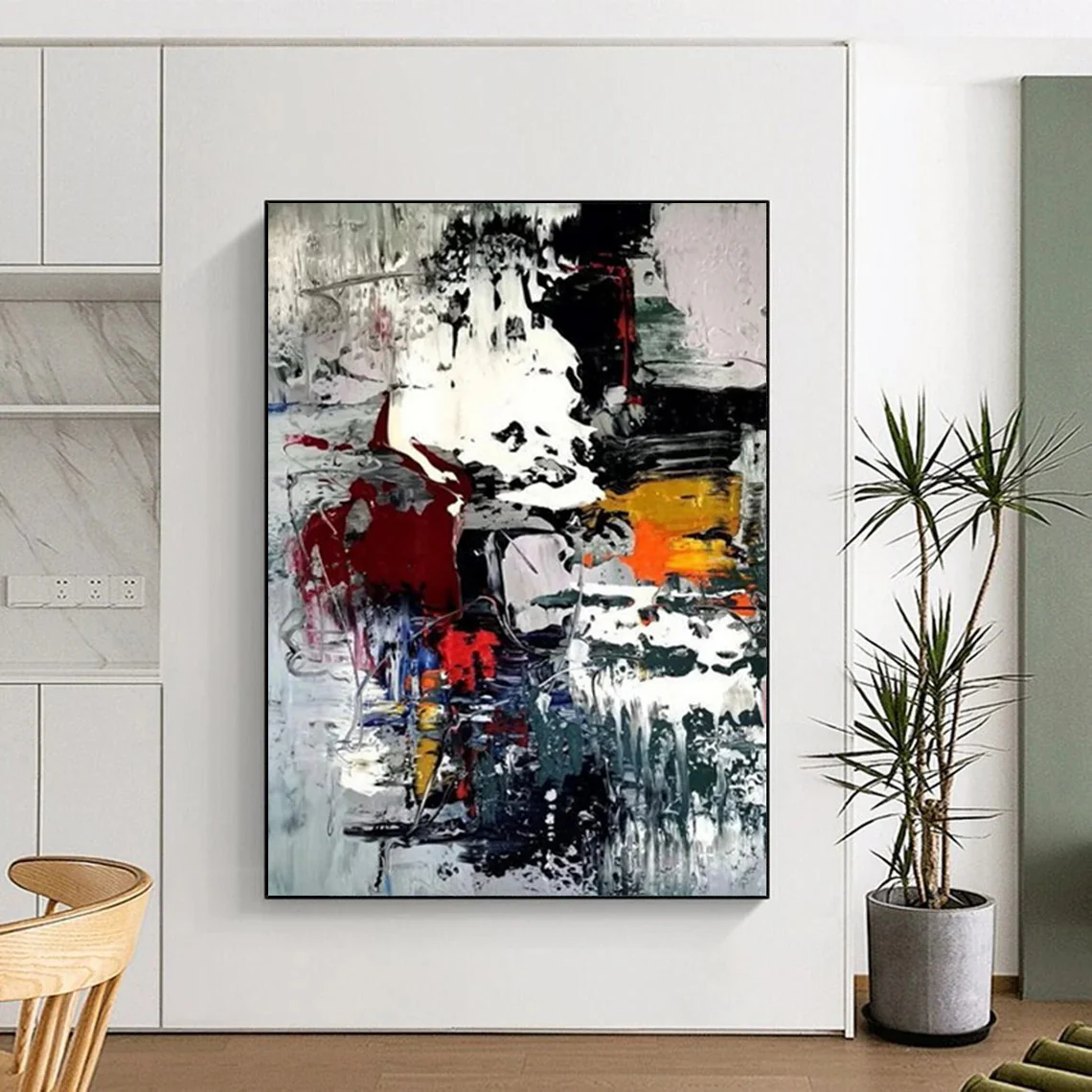 “Colorful Chaos Fusion” – Vibrant mix of red, yellow, blue, gray, dynamic splashes NfH009 - Image 7