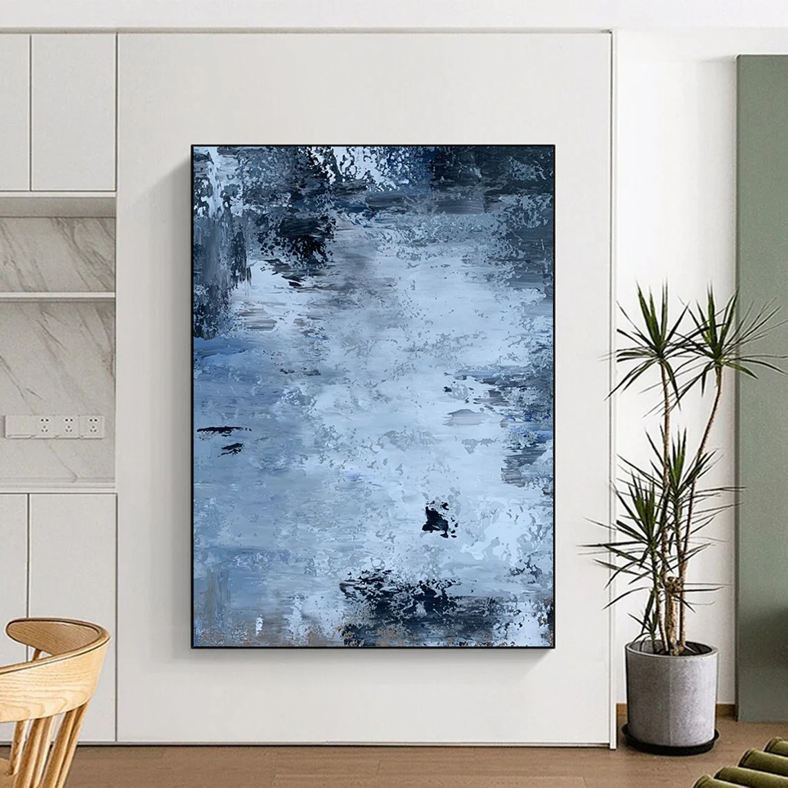 Blue and Gray Abstract Stream – Textured Acrylic Landscape idn071 - Image 7