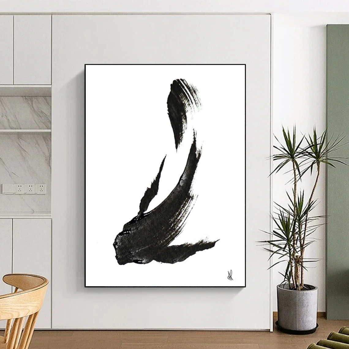 Ink Fish Silhouette – Black Ink Wash Fish Form gyB525 - Image 7