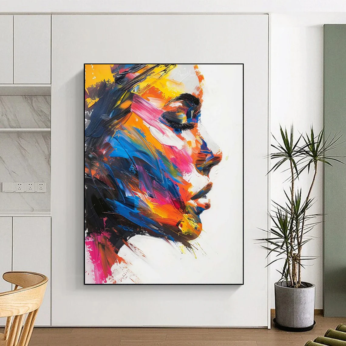 “Colorful Portrait Impression” – Abstract Portrait Oil Painting with Bold Color Palette lyQ186 - Image 7