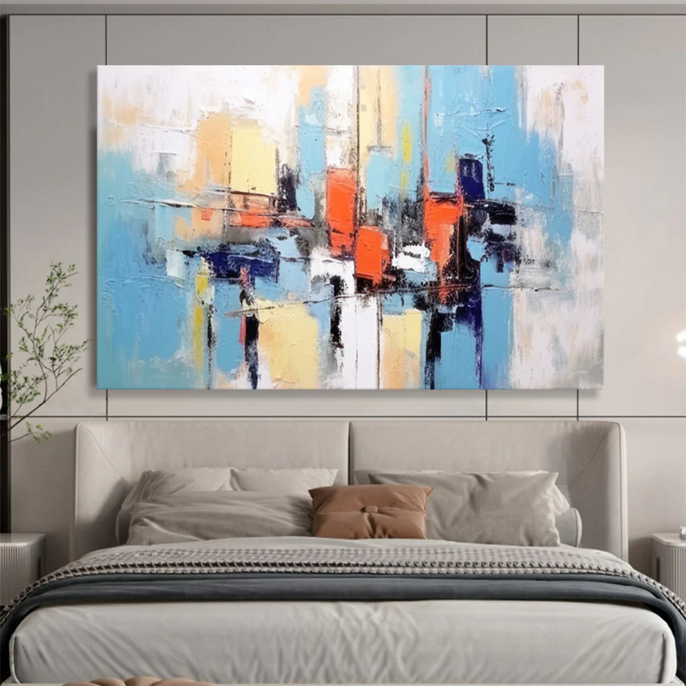 Abstract City Blocks in Bright Hues Abstract acrylic painting YyQ839 - Image 7