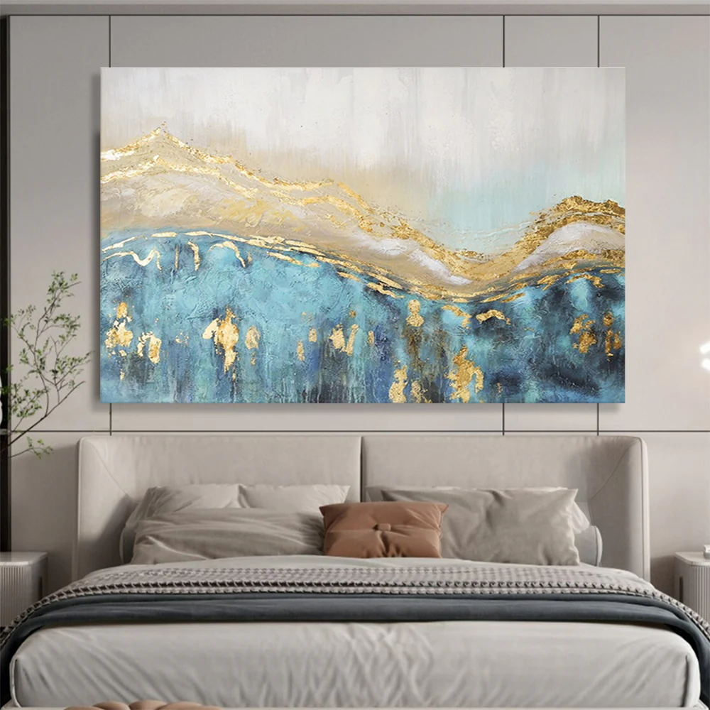 Abstract Landscape Painting on Canvas - “Golden Peaks” KiO087 - Image 7