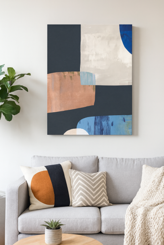 Geometric Color Harmony – Black, White, Blue, and Copper Abstract Shapes ehj710 photo review